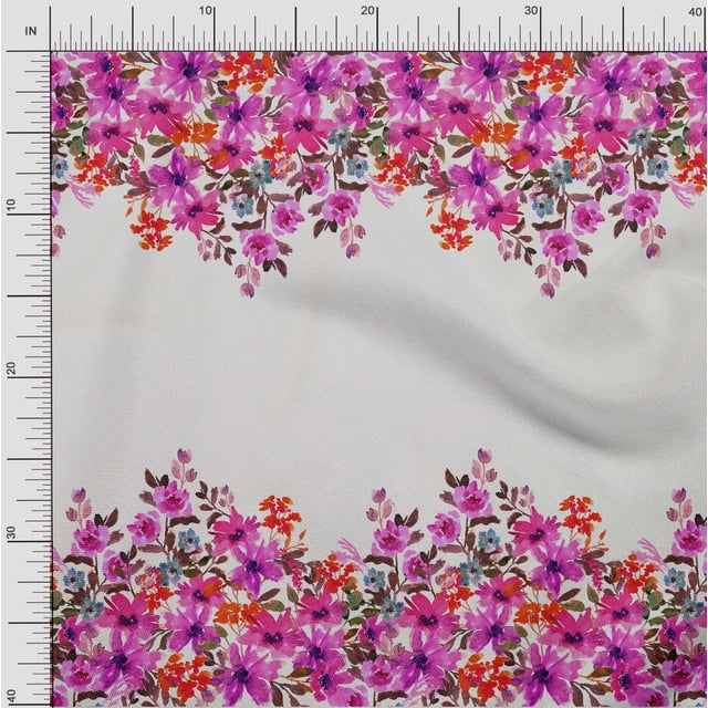 oneOone Cotton Flex Fabric Leaves & Flower Panel Decor Fabric Printed BTY 40 Inch Wide