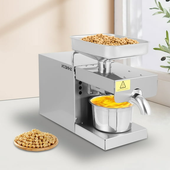 Electric Oil Press Machine, 600W Stainless Steel Cold/Hot Oil Extractor for Peanuts, Sunflower, Olive, and More, High Oil Yield, Easy Maintenance