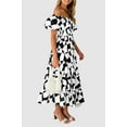 thumbnail image 5 of PRETTYGARDEN Women's Summer Boho Midi Dress Off Shoulder Puff Sleeve Print Smocked Ruffle Beach Long Flowy Dresses, 5 of 7