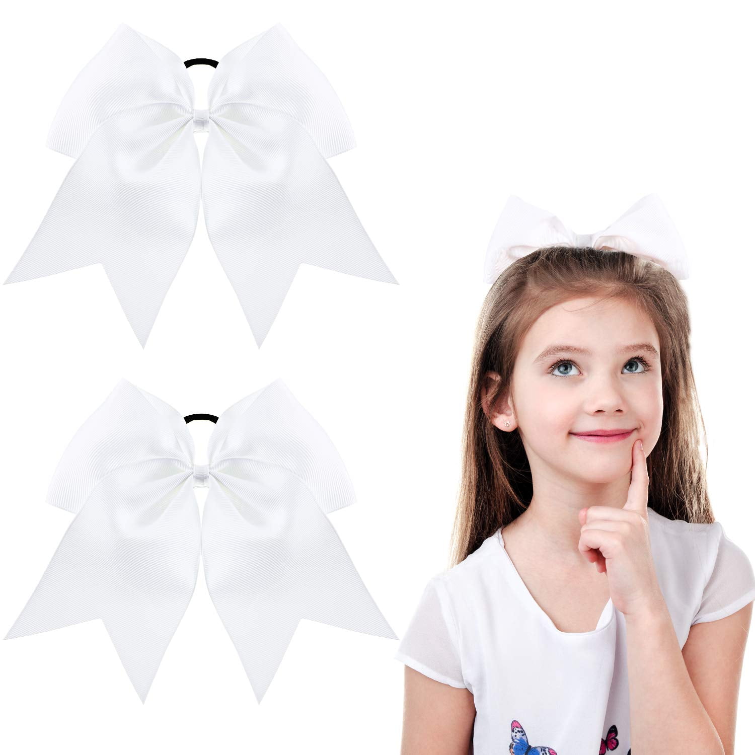 50 Cheer Bows Large 7" Ribbon with Holders for Girls Cheerleading Hair Bow Cheap 
