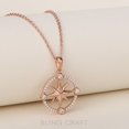 thumbnail image 3 of Bling Craft 925 Sterling Silver Moissanite Compass Necklace for Women 0.13 Carat 14k Rose Gold Plated Nautical Charm Pendant Color D VVS1, 3 of 7