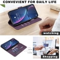 thumbnail image 5 of Case For iPhone 13 / 14【RFID Blocking】with Multi-Card Holder Bills Slot, Calfskin-Texture Vegan Leather Magnetic Wallet Case,Purple,For iPhone 13 / 14, 5 of 10