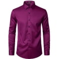 thumbnail image 2 of Camisa de vestir JEMITOP Wrinkle Free Stretch Wine Red para hombre, 2 of 6