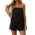 thumbnail image 5 of BUIGTTKLOP Women's Summer 2 Piece Outfits Sleeveless Asymmetrical Tube Top and Shorts Matching Lounge Sets, 5 of 6