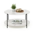 thumbnail image 5 of Furinno Besi 2-Tier Modern Round Coffee Table Table with Sturdy Metal Legs, Marble White/Black, 5 of 5