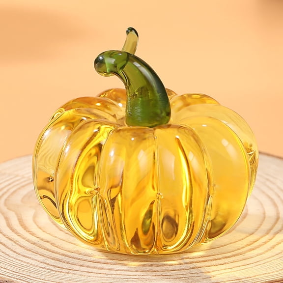 XIBUFE Hand Blown Glass Pumpkin Figurine Glass Pumpkin Collectibles Decorations for Halloween Thanksgiving