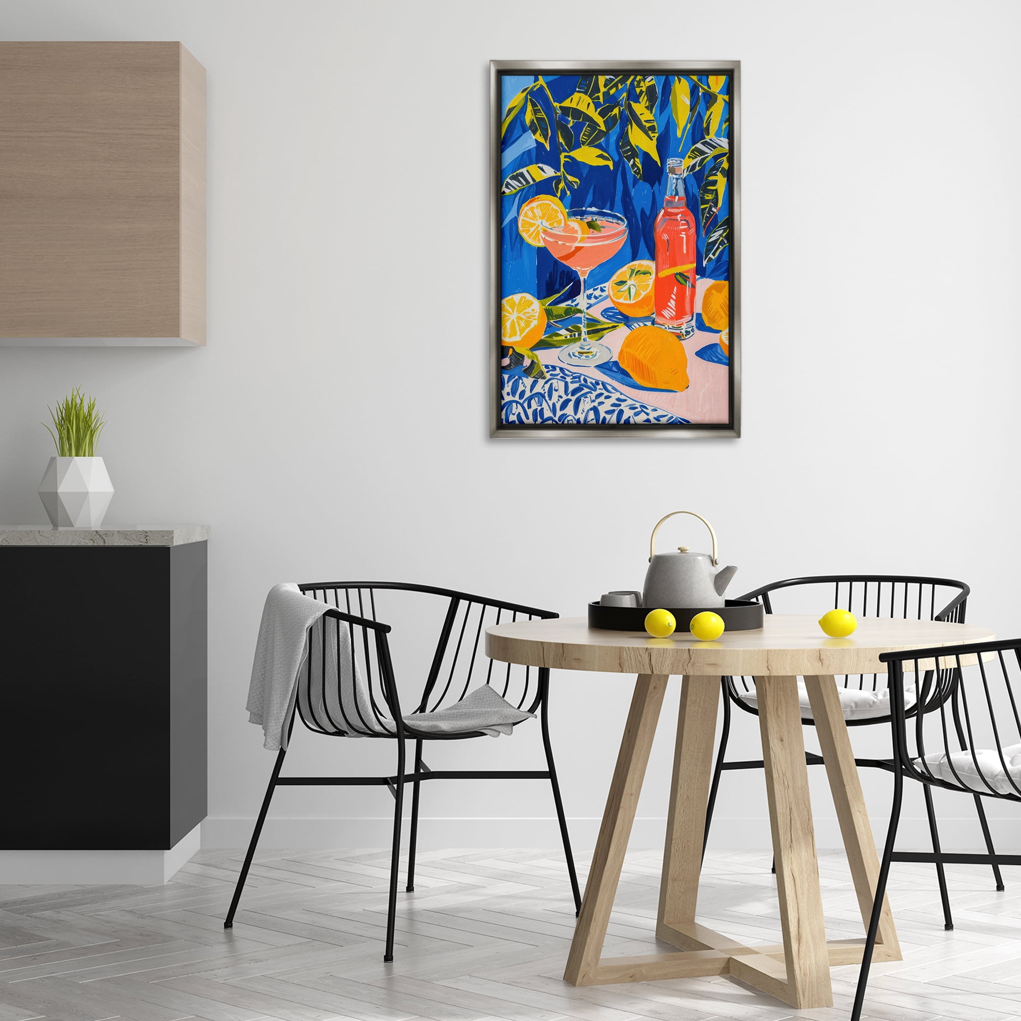 Stupell Industries Citrus Cocktail Still Life Food & Beverage Painting Gray Floater Framed Canvas Art Print Wall Art, 21 x 31