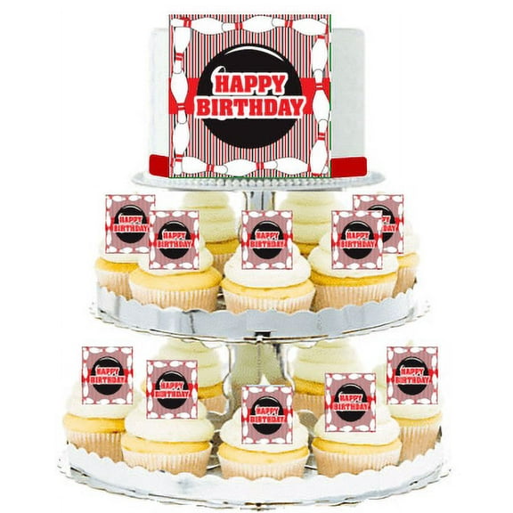 Bowling Edible Photo Toppers & Edible Cupcake Decoration Kit