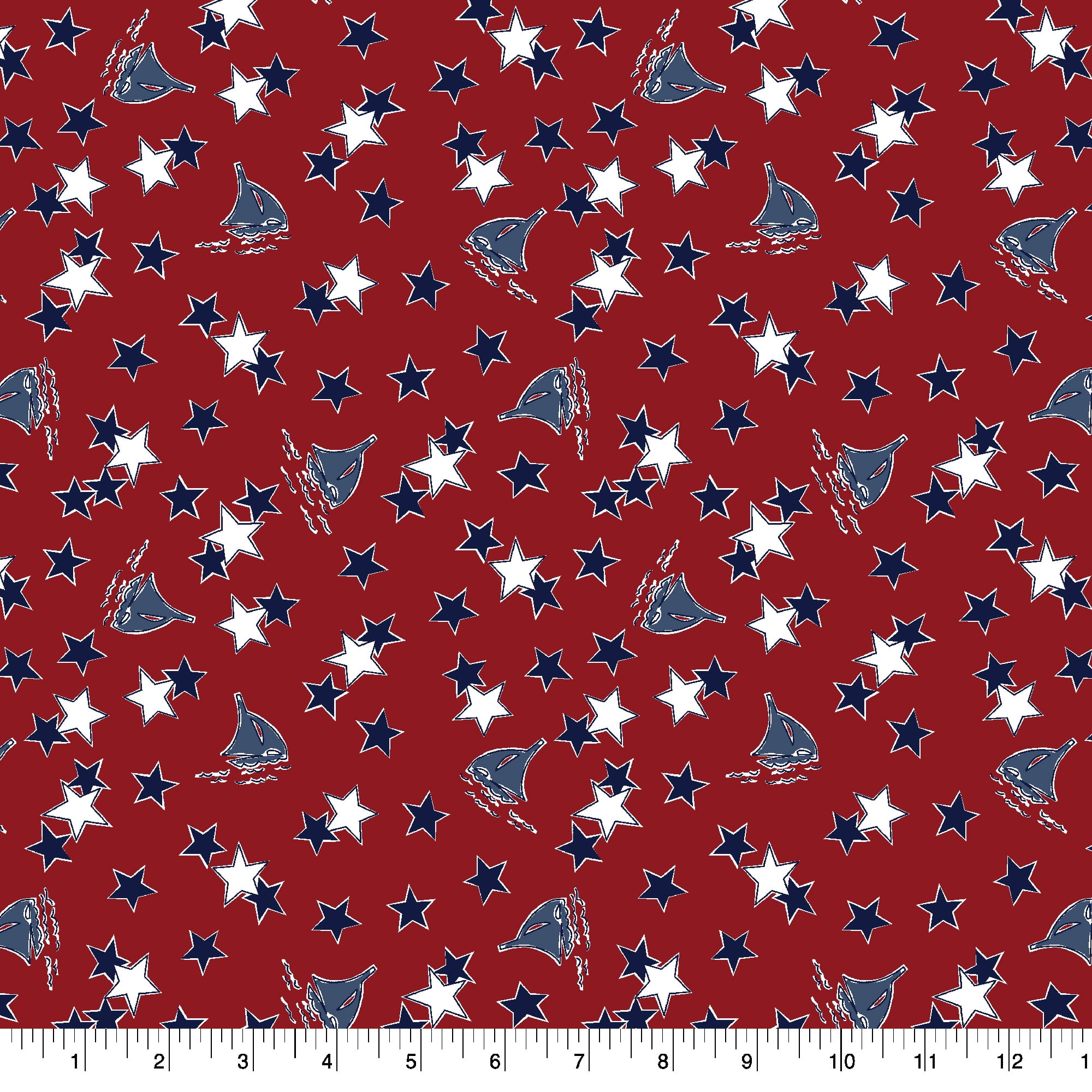 Springs Creative 44" 100% Cotton Teddy Sailboats Sewing & Craft Fabric 10 yd By the Bolt, Red