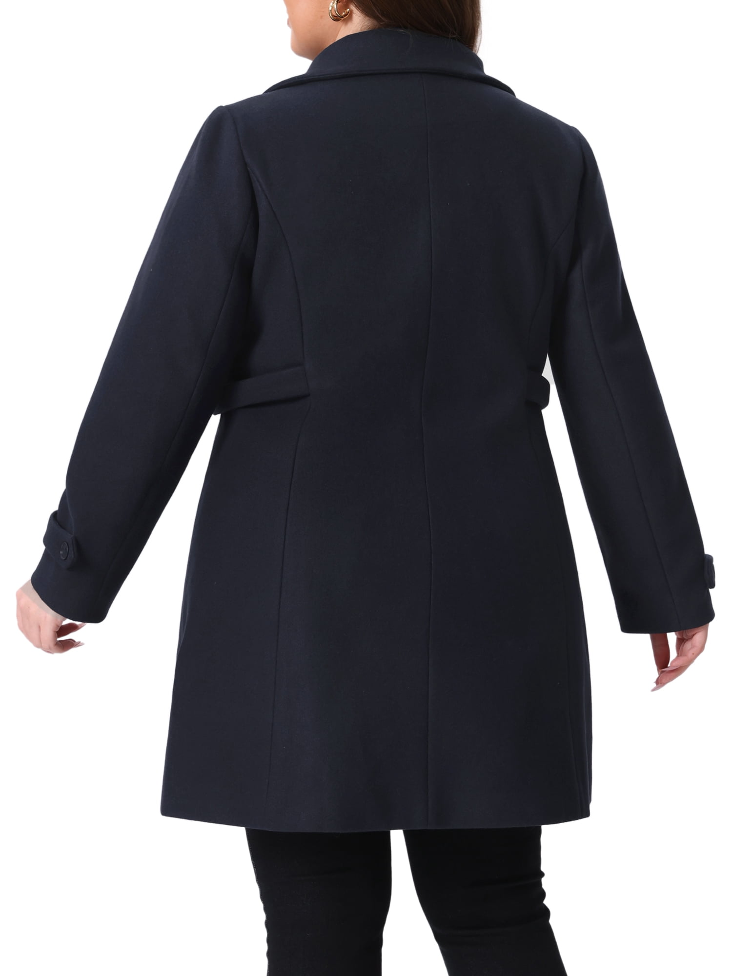 DARING DIVA Women's Plus Size Peter Pan Collar Long Sleeves Winter Coats 4X Dark Blue