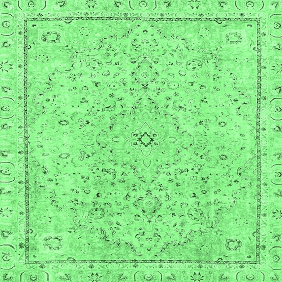 Ahgly Company Indoor Square Abstract Emerald Green Modern Area Rugs, 8' Square