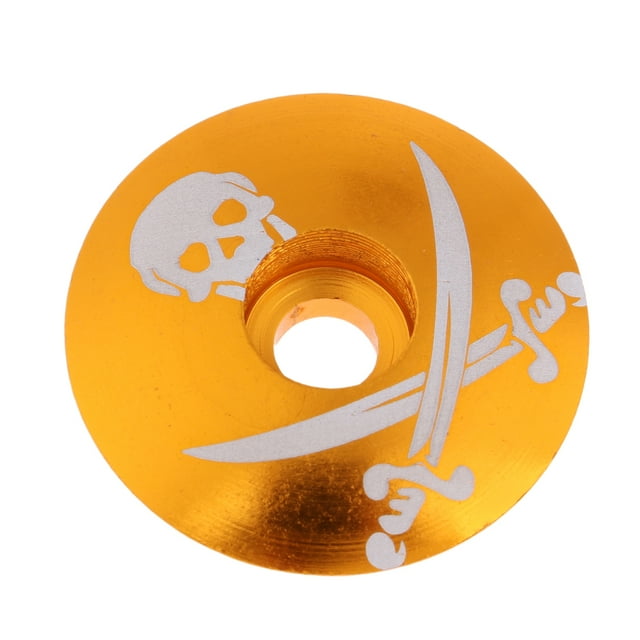 Bicicleta De Aleación De Aluminio Threadless Stem Headset Top Cap Cover Gold Skull Sunnimix Tapa superior para auriculares de bicicleta