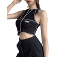 thumbnail image 6 of Seyurigaoka Women's Sexy Crop Tank Top, Casual Street Style Geometric Lines Sleeveless Stretchy Basic Tee Top, 6 of 8