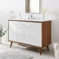 thumbnail image 2 of Sink Vanity Cabinet, Wood, Brown Walnut White, Modern Contemporary Urban Design, Hotel Bedroom Bathroom Master Suite Guest, 2 of 10