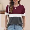 thumbnail image 4 of Jalioing Short Sleeve T Shirt Women's Casual Fashion Color Block Tee Shirt Crew Neck Basic Summer Tops Outfits, 4 of 7