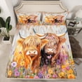 thumbnail image 2 of Feelyou 3D Brown Cow Twin Sheet Sets for Teen, Rustic Farmhouse Animal Twin Fitted Sheet, Vibrant Groovy Daisy Flat Sheet, Ultra Soft Bedroom Decor, 3 Pieces, 2 of 7