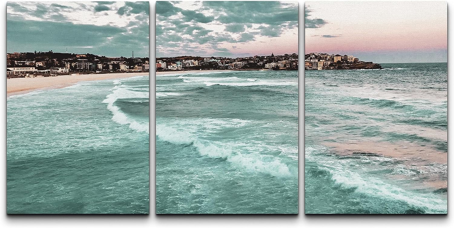 PixonSign Canvas Print Wall Art Set Sunset Over Coastal Ocean Beach ...