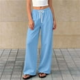 thumbnail image 6 of Lmnyox Kid's Sweatpants Wide Leg Solid Color Elastic Waist Drawstring Pants Open Bottom Trousers with Pockets, 6 of 8
