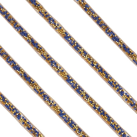 5 Yards 0.39in Navy Blue Rhinestone Ribbon Self Adhesive Rhinestone Strips Diamond Bling Ribbon Sticker Resin Rhinestone Ribbons Glitter Roll