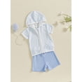 thumbnail image 5 of BemeyourBBs Toddler Terry Cloth Swim Cover Up Baby Boy Girl Swimsuit Trunks and Short Sleeve Plaid Striped Coverup Towel Zipper Hoodies Top Shorts Set Beach Bathing Suit Swimwear, 5 of 9