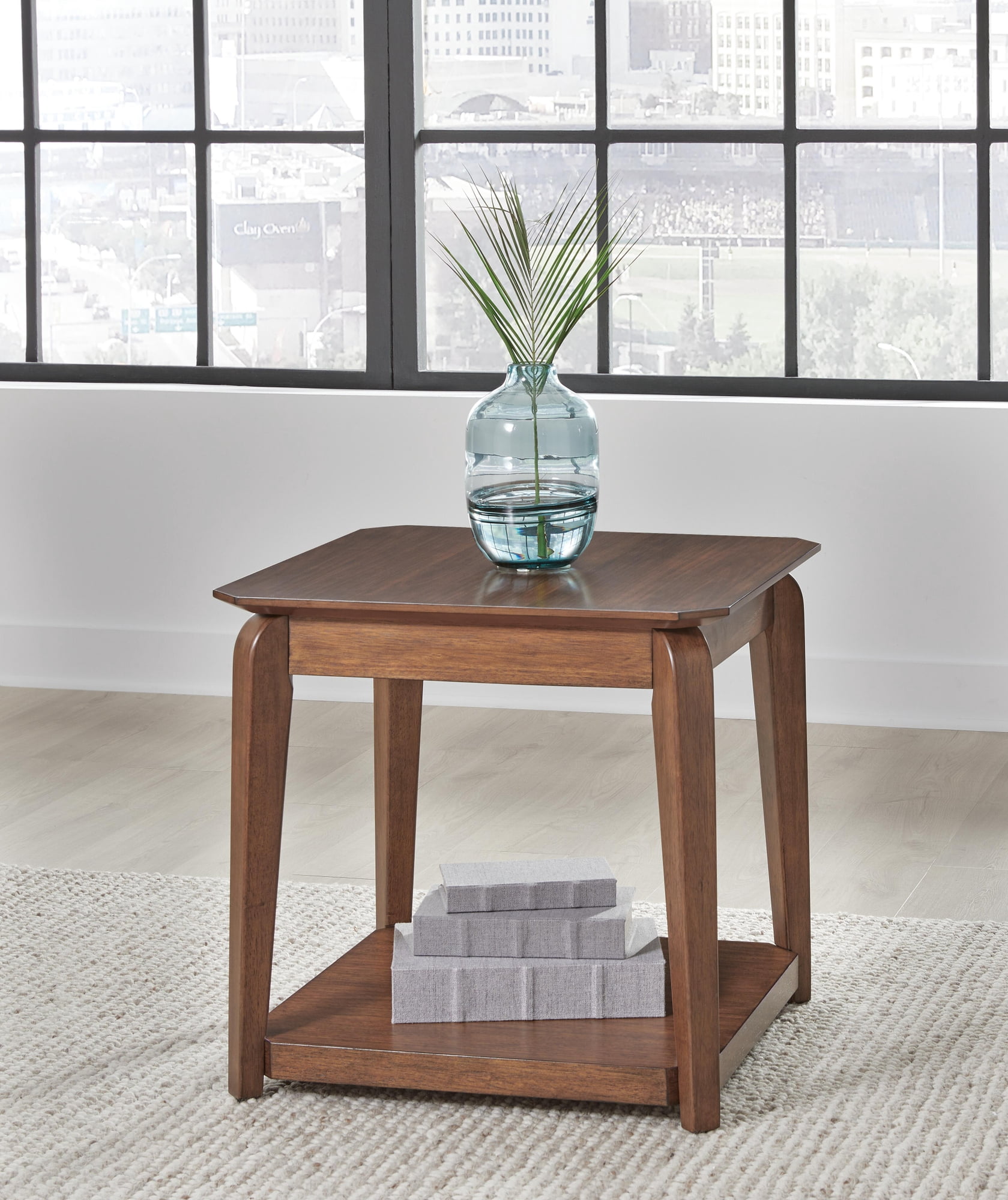 Signature Design by Ashley Trenmour MId-Century Square End Table, Medium Brown