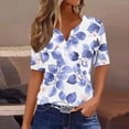 thumbnail image 1 of Fiudx Ofertas Relámpago Blusa de Manga Corta Estampada a La Moda para Mujer, Blusas Informales con Cuello En V, 1 of 5
