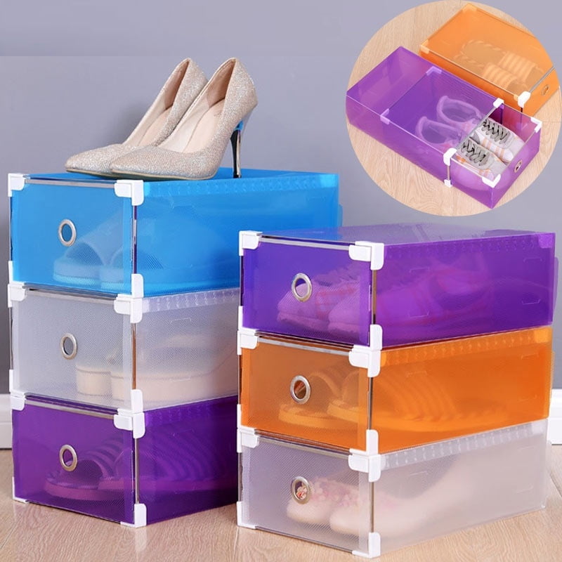 Foldable Stackable Clear Plastic Drawer Case Organiz Box Holder Shoe Storage