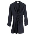 thumbnail image 1 of Pre-Owned Sandro Paris Gathered Front Detail Mini Long Sleeve Dress in Navy Blue Viscose, 1 of 2