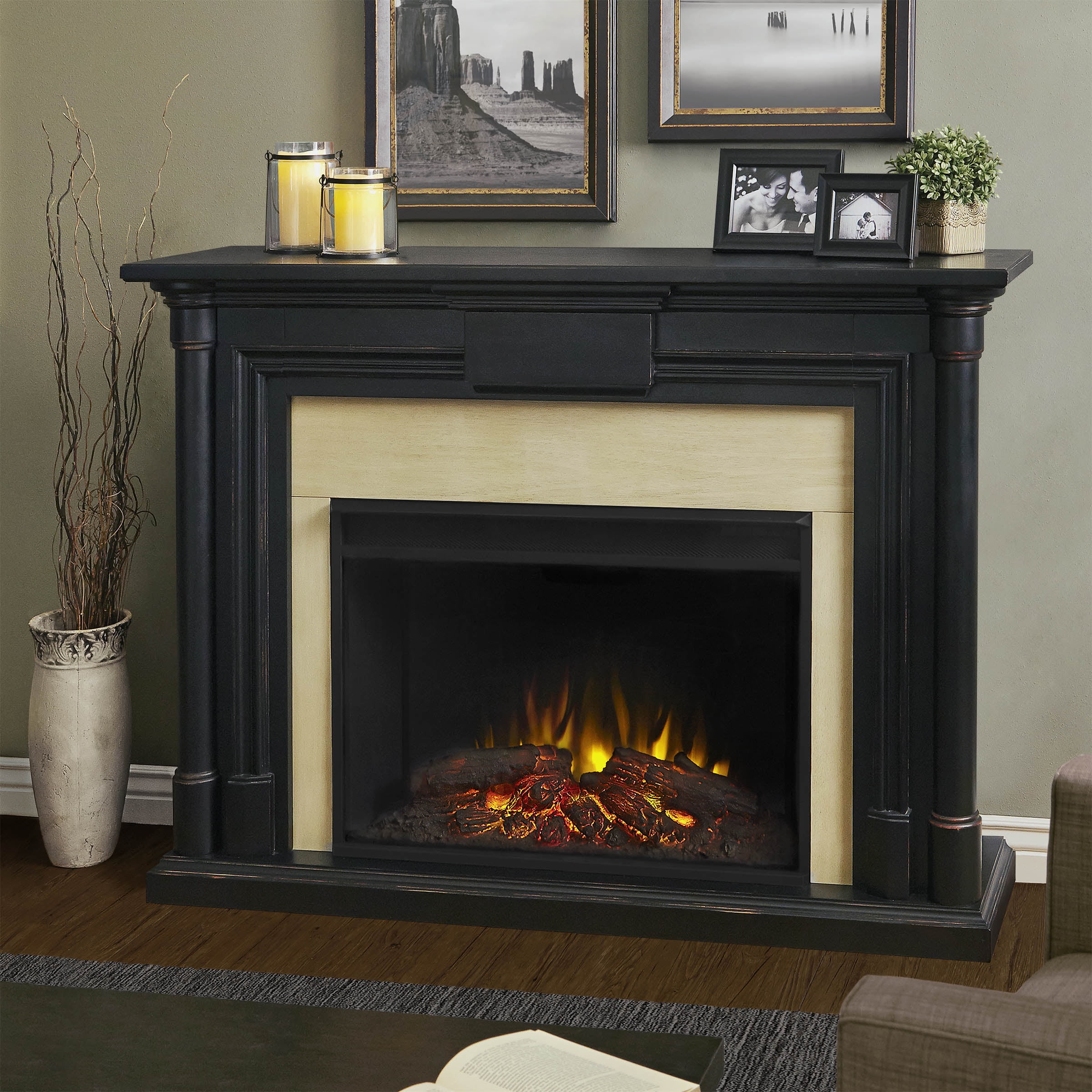 Maxwell Grand Electric Fireplace In Blackwash By Real Flame
