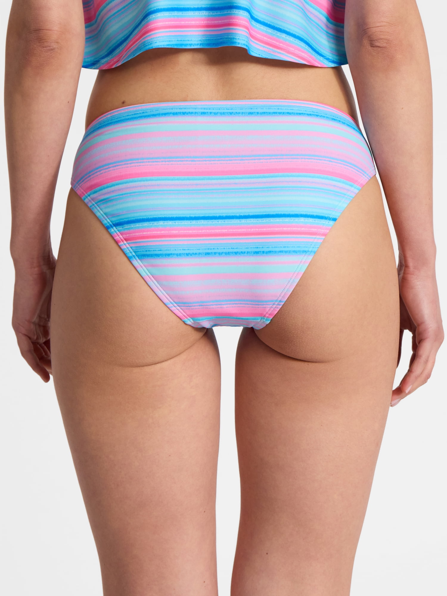 No Boundaries Multi Stripe Bikini Bottoms, Women’s