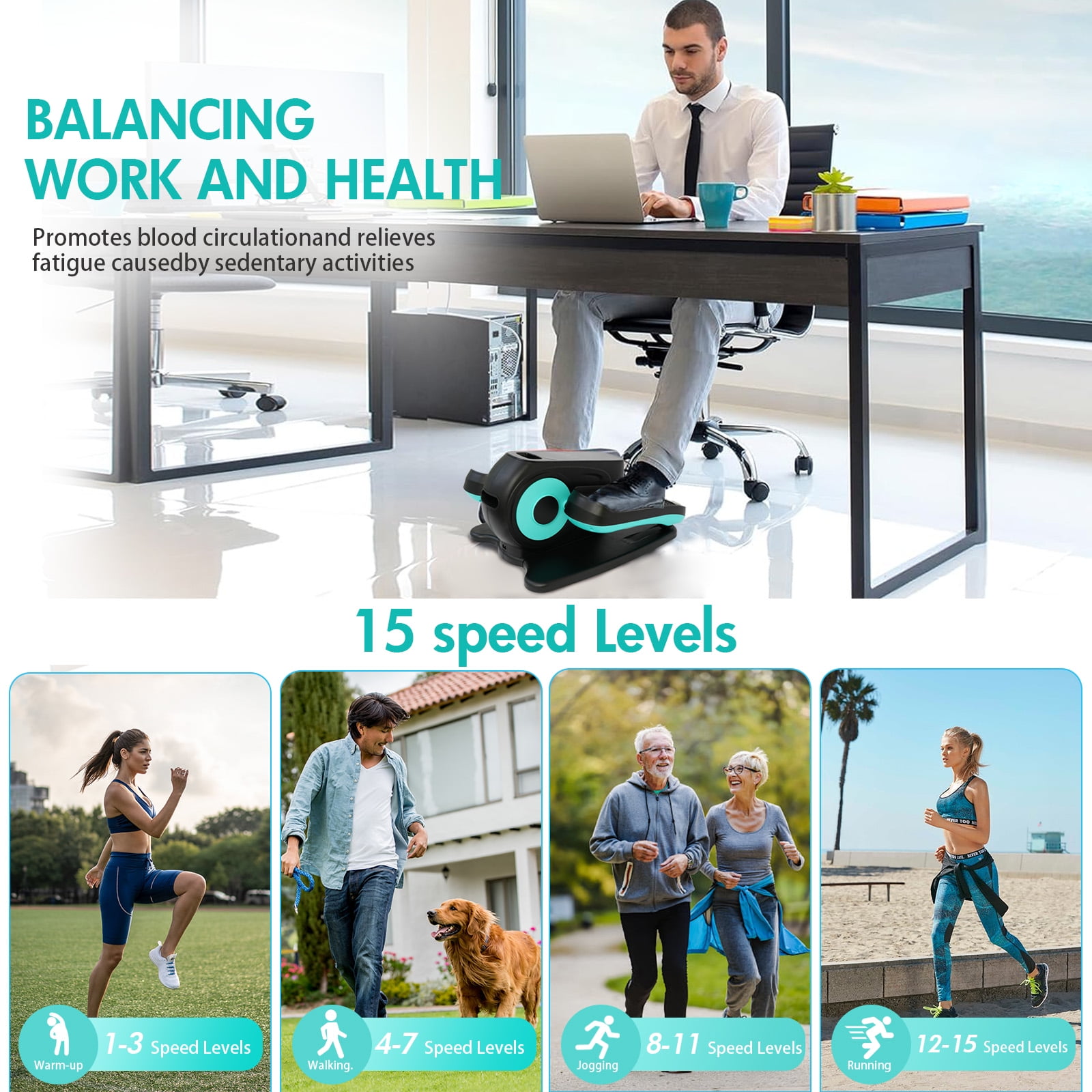 ALSO GO Under Desk Elliptical, Electric Leg Exerciser While Sitting for Seniors, Fully Assembled Motorized Ellipse Leg Exerciser, Seated Mini Elliptical with 12 Adjustable Speed Levels