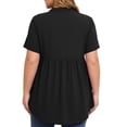 thumbnail image 6 of TaTaai Womens Plus Size Solid Color Casual Top V-Neck Decorative Buttons Soft Stretchy Fabric Breathable Lightweight 3/4 Sleeve Relaxed Fit Daily Wear Work Vacation Beach Outfit Gift, 6 of 8