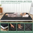 thumbnail image 3 of MOPHOTO Japanese Futon Floor Mattress Full Size, Floor Mattress Pad, Foldable Tatami Mat Portable Dormitory Sleeping Pad, Roll Up Floor Lounger Bed for Adult, Black, 3 of 8