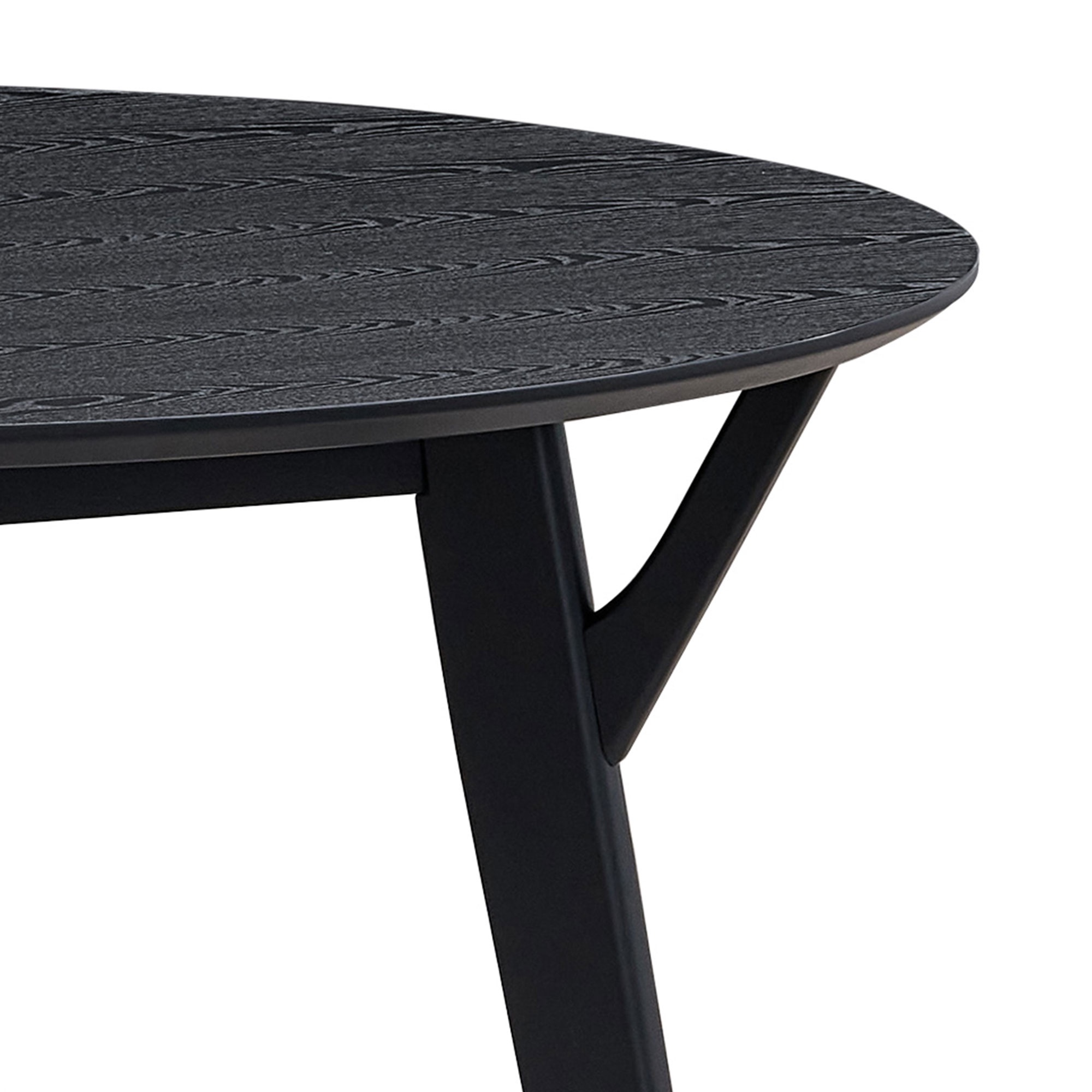 PORKISS 42" Round Dining Table for 4-6 People, Sturdy Farmhouse Wooden Kitchen Table, Coffee Table with Solid Wood Legs, Perfect for Dining Room, Kitchen, Living Room, Apartment, Black