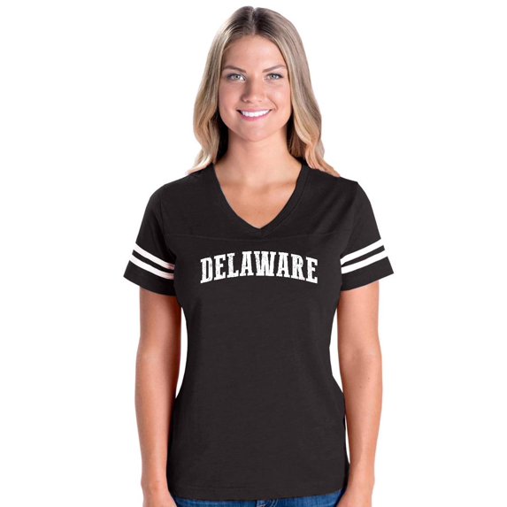 Womens Delaware Football V-Neck T-Shirt