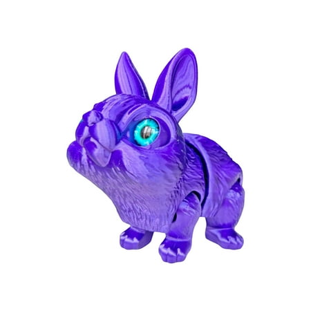 3D Printed Easter Bunny Ornament with Movable Joints Animal Stress Relieving Toy Fidget Toy Desktop Decoration and Gift – Purple