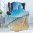 thumbnail image 4 of Ocean Soft Flannel Fleece Throw Blanket, Sea and Sky Landscape at Beach in Tropical Exotic Hawaiian Caribbean Lands, Cozy Plush for Indoor and Outdoor Use, 50" x 70", Cream Blue, by Ambesonne, 4 of 5