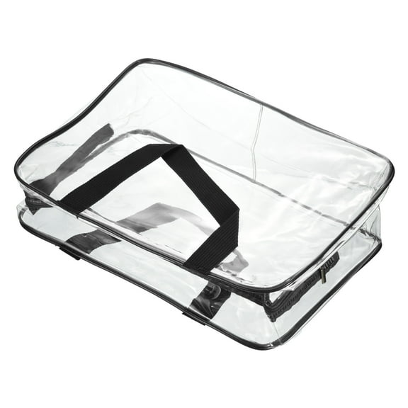 Uxcell L Size Clear Toiletry Bag Makeup Cosmetic Pouch with Zipper Handle, Black