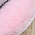 thumbnail image 4 of Pink Round Rug Faux Fur Sheepskin Area Rugs Fluffy Plush Carpet Washable Shaggy Mat for Living Room Bedroom Home Decor, 2.6 ft, 4 of 6