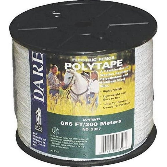 Electric Fence Tape, White Poly & 5-Wire Stainless Steel, .5-In. x 656-Ft.