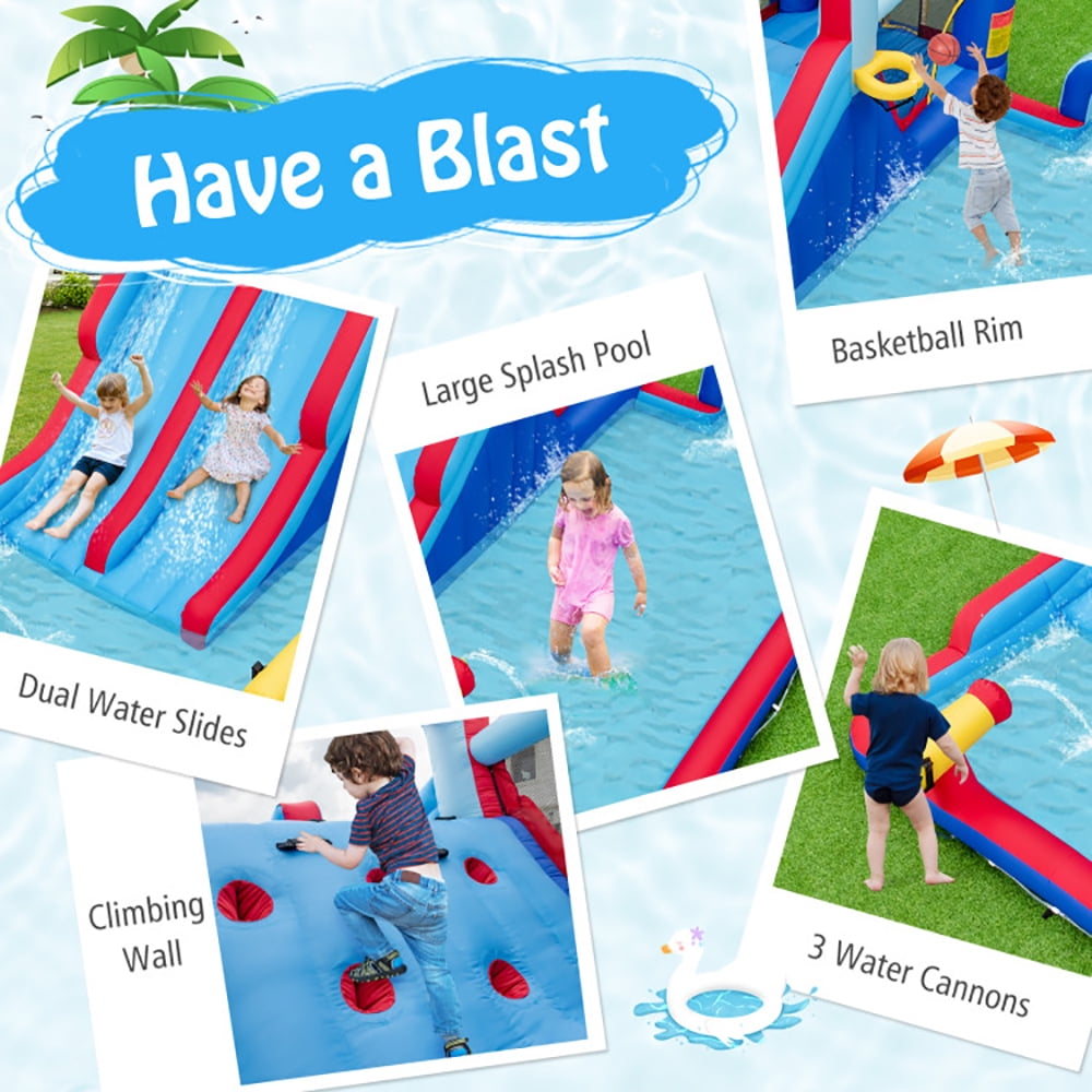 Aimee Lii Inflatable Bounce House with 2 Water Slides and 3 Water Cannons With 750W Blower, Toddlers Boys Girls Backyard Party Gifts Aimee Lii Inflatable Bounce House with 2 Water Slides and 3 Water Cannons With 750W Blower, Toddlers Boys Girls Backyard Party Gifts