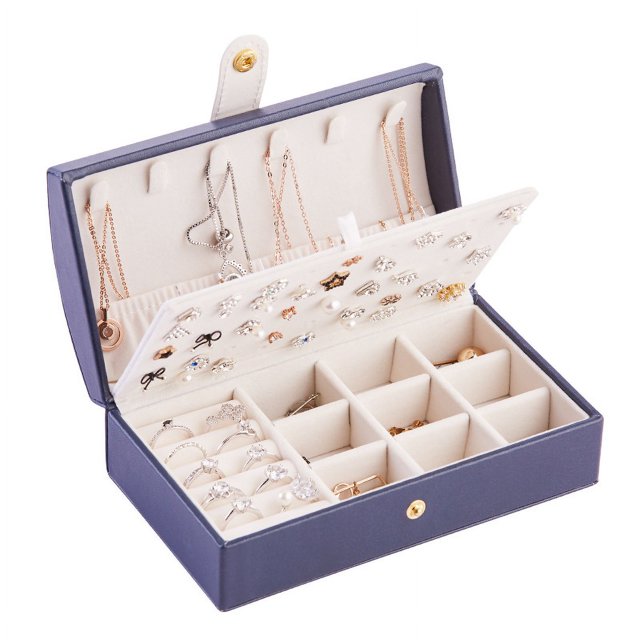 Caja de joyería portátil de PU para pendientes, collares, anillos, caja de almacenamiento para pendientes, caja de joyería para guardar pendientes