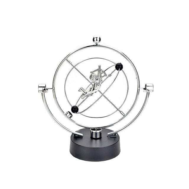 Advancent Bola de péndulo, bolas de equilibrio, movimientos perpetuos giratorios, juguete de ciencia física, decoración de mesa, suministros Decoración del hogar H006/Plata