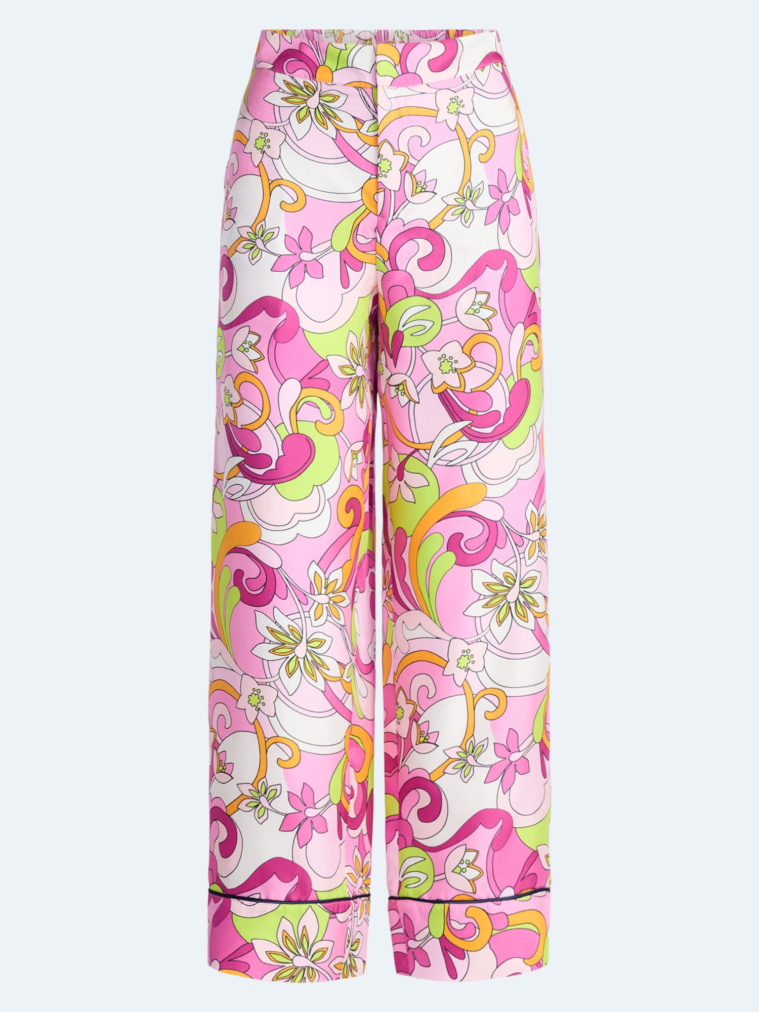 Free Assembly Women's and Women's Plus Cropped Silk Day Jama Pants, 27" Inseam, Sizes XS-4X