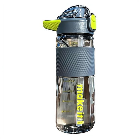 Large Capacity Sports Water Bottles with Straw, Water Bottle, Leakproof BPA & Toxic Free for Men Women Student to Office Gym Workout Travel - Gray