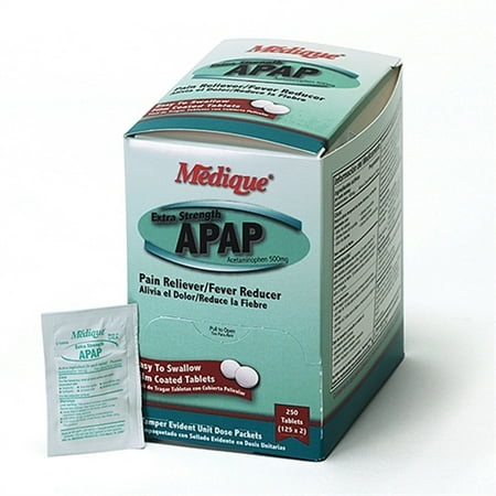 Medique APAP Extra Strength Non-Aspirin Tablets, 500mg Acetaminophen - Pack of 250