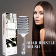 thumbnail image 4 of Curved Vented Boar Bristle Styling Hair Brush, Single White Brush Anti-static Detangler, Thick, Fine, or Curly Hair, Wet or Dry Use, Fast Blow Drying, Use on Long or Short Hair. Single White Brush, 4 of 8