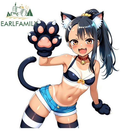 EARLFAMILY 5.1" Nagatoro Cute Cat Claws Anime Girl Car Decals Vinyl DIY Stickers