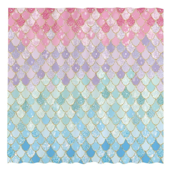 Cortina de ducha Allenjoy Mermaid Scales 180 x 180 cm de poliéster