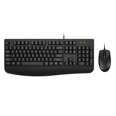 EDJO Wired Keyboard and Mouse Combo, Full-Size Ergonomic Keyboard with Palm Rest and Optical Mouse, for Windows, Mac, Desktop, Laptop, PC